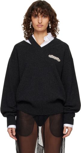 Simone Rocha Simone Rocha Gray Merino Seam Bite Sweater