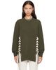 Simone Rocha Simone Rocha Khaki Merino Lace Up Hem Jumper - 1