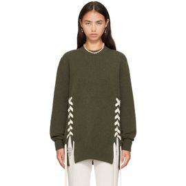 Simone Rocha Simone Rocha Khaki Merino Lace Up Hem Jumper