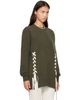Simone Rocha Simone Rocha Khaki Merino Lace Up Hem Jumper - 2