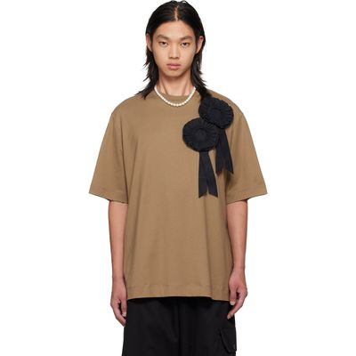 Simone Rocha Simone Rocha Khaki Ruffle Rosette Boxy T-shirt