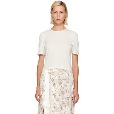 Simone Rocha Simone Rocha Off-White Cropped Pointelle T-shirt