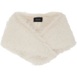 Simone Rocha Simone Rocha Off-White Embellished Faux Fur Neckerchief Scarf
