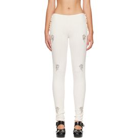 Simone Rocha Simone Rocha Off-White Embellished Pointelle Ruffle Frill Leggings