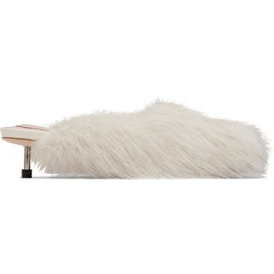 Simone Rocha Simone Rocha Off-White Faux Fur Mule Heels