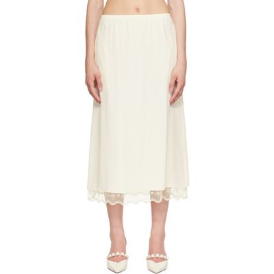 Simone Rocha Simone Rocha Off-White Lace Trim Negligee Midi Skirt