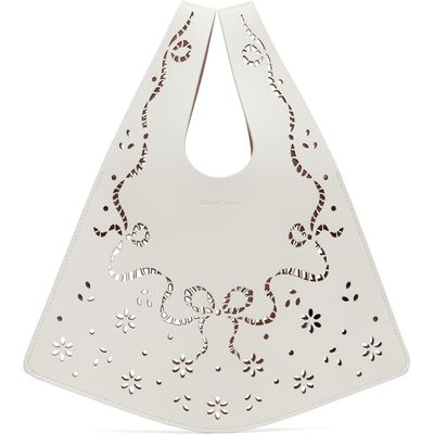 Simone Rocha Simone Rocha Off-White Mini Lasercut Lace Shopper Tote