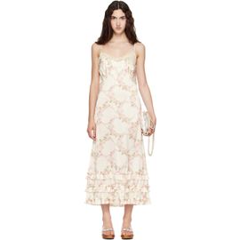 Simone Rocha Simone Rocha Off-White Ruffle Frill Hem Slip Midi Dress