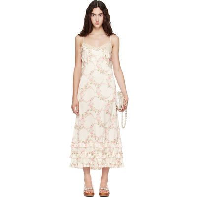 Simone Rocha Simone Rocha Off-White Ruffle Frill Hem Slip Midi Dress