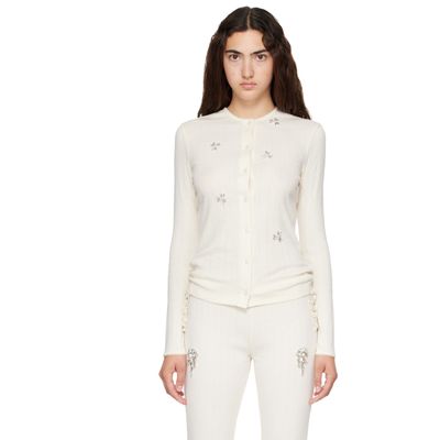 Simone Rocha Simone Rocha Off-White Turbo Embellished Pointelle Cardigan