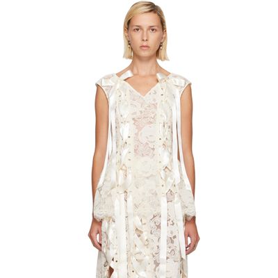 Simone Rocha Simone Rocha Off-White Unraveling Ribbon Portrait Top