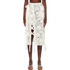 Simone Rocha Simone Rocha Off-White Unraveling Ribbon Ring Midi Skirt
