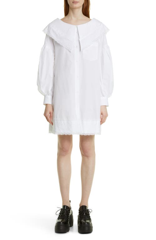 Simone Rocha Simone Rocha Open Neck Long Sleeve Cotton Poplin Shirtdress