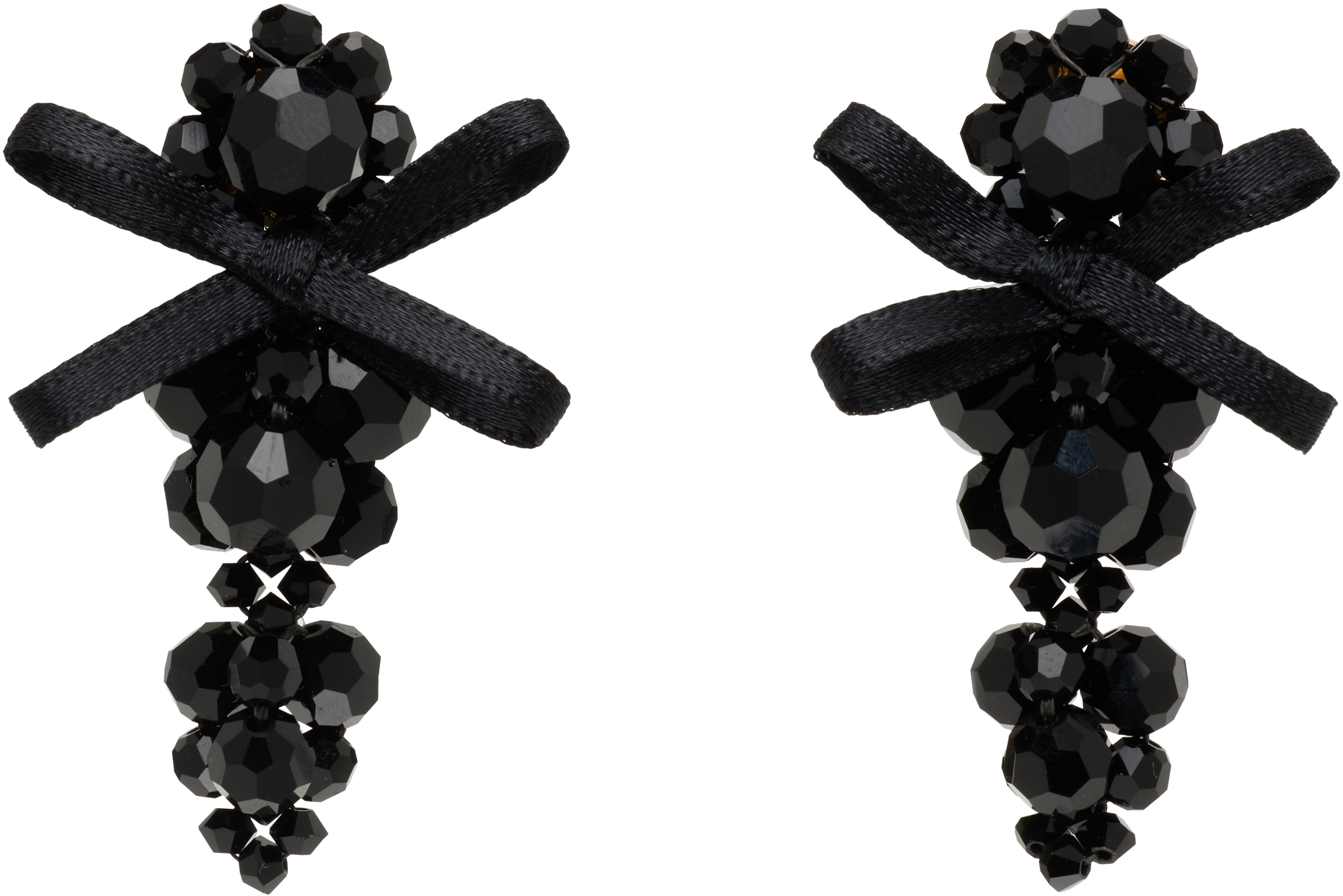 Simone Rocha - Daisy Bow Drop Earrings in Pearl/Crystal/Black at