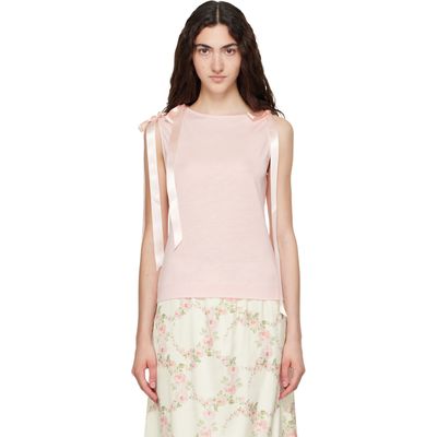 Simone Rocha Simone Rocha Pink Bow Ribbon Tail Tank Top