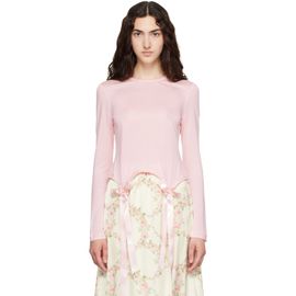 Simone Rocha Simone Rocha Pink Bow Tail Easy Long Sleeve T-shirt