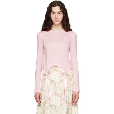 Simone Rocha Simone Rocha Pink Bow Tail Easy Long Sleeve T-shirt