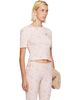 Simone Rocha Simone Rocha Pink Cropped Pointelle T-shirt - 2