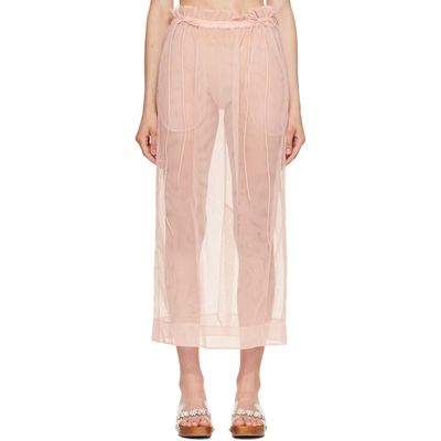 Simone Rocha Simone Rocha Pink Gathered Waist Cord Midi Skirt
