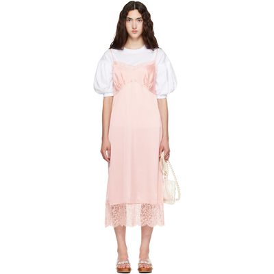 Simone Rocha Simone Rocha Pink Lace Trim Slip Midi Dress