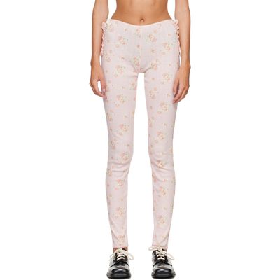 Simone Rocha Simone Rocha Pink Pointelle Ruffle Frill Leggings