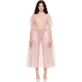 Simone Rocha Simone Rocha Pink Puff Sleeve Cord Hip Midi Dress