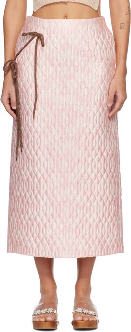 Simone Rocha Simone Rocha Pink Quilted Offset Pencil Midi Skirt
