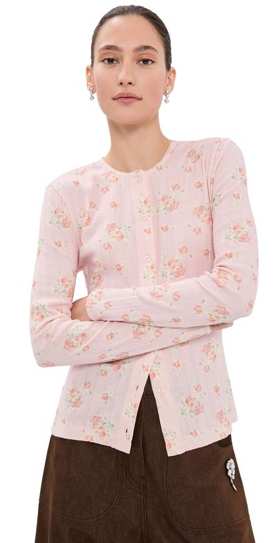 Simone Rocha Simone Rocha Pointelle Daisy Cardigan Pale Pink/Pearl