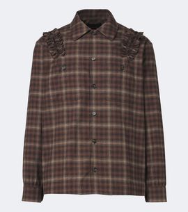Simone Rocha Simone Rocha Ruffled checked cotton flannel shirt