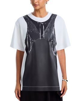 Simone Rocha Simone Rocha Satin Slip Dress Tromp L'oeil Print Tee