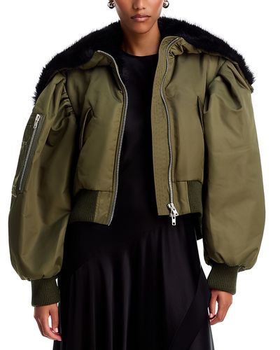 Simone Rocha Simone Rocha Split Faux Fur Hood Cropped Bomber Jacket