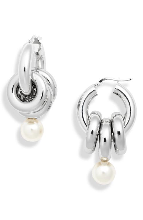 Simone Rocha Simone Rocha Stacked Link Faux Pearl Hoop Earrings