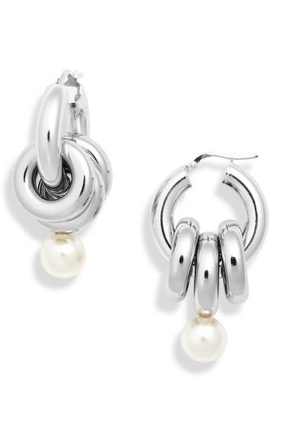 Simone Rocha Simone Rocha Stacked Link Faux Pearl Hoop Earrings