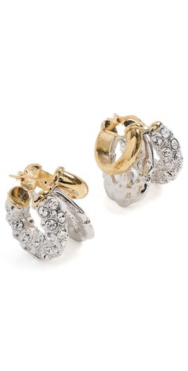 Simone Rocha Simone Rocha Stacked Rhinestone Hoop Earrings Rhodium/Gold/Crystal One