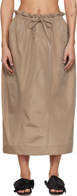 Simone Rocha Simone Rocha Tan Gathered Waist Tulip Midi Skirt