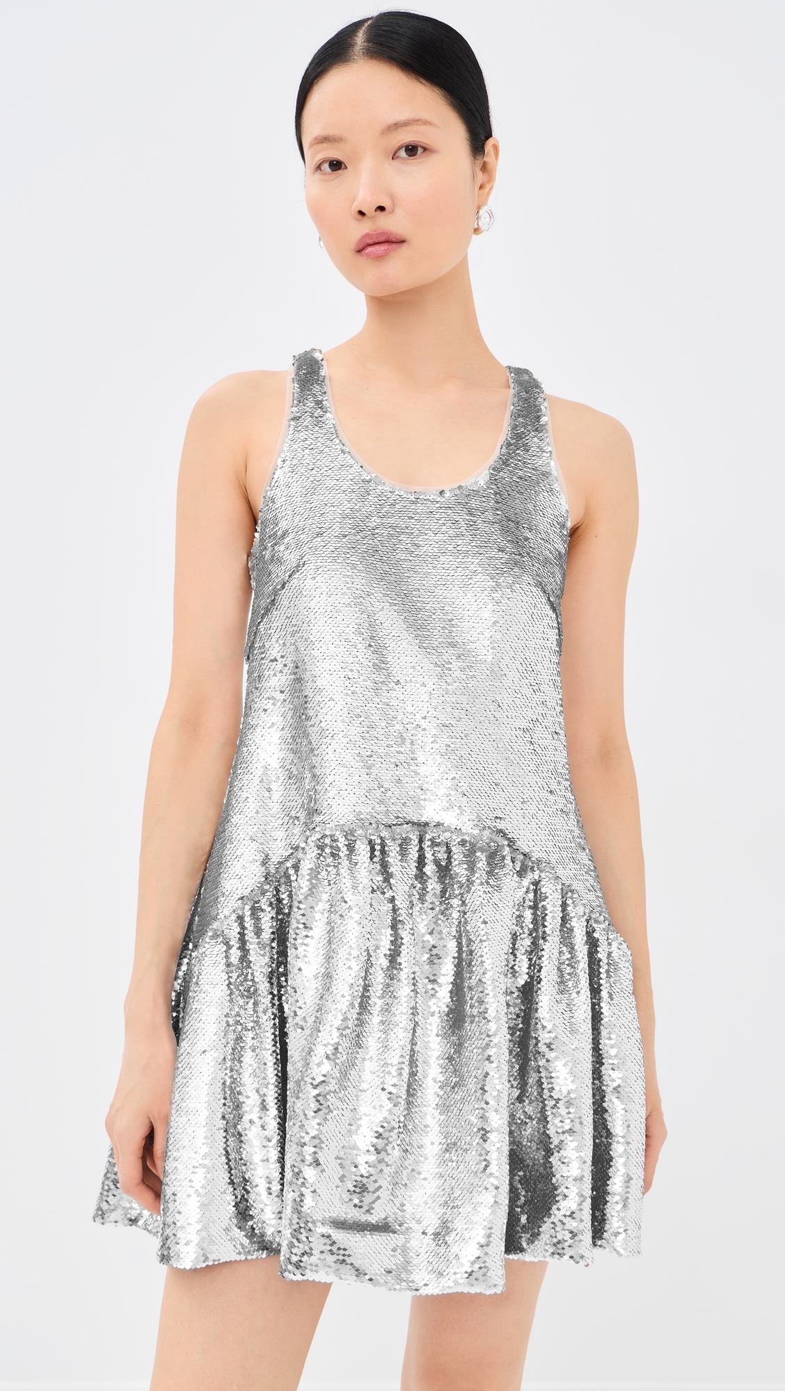 silver peplum dress Asymmetric Layered Peplum Detail Long Silver Gown