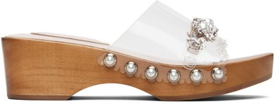 Simone Rocha Simone Rocha Transparent Embellished Scalloped Wooden Heeled Sandals