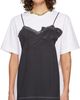 Simone Rocha Simone Rocha White & Black Bow Sash Slip Dress Trompe L'Oeil T-shirt - 1