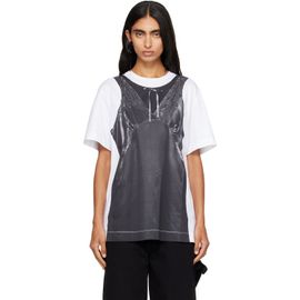 Simone Rocha Simone Rocha White & Black Patchwork Satin Trompe L'Oeil Print T-shirt