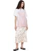 Simone Rocha Simone Rocha White & Pink Bow Sash Slip Dress Trompe L'Oeil Print T-shirt - 4