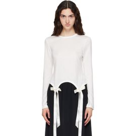Simone Rocha Simone Rocha White Bow Tail Easy Long Sleeve T-shirt