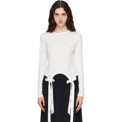 Simone Rocha Simone Rocha White Bow Tail Easy Long Sleeve T-shirt