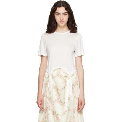 Simone Rocha Simone Rocha White Bow Tail Easy T-shirt