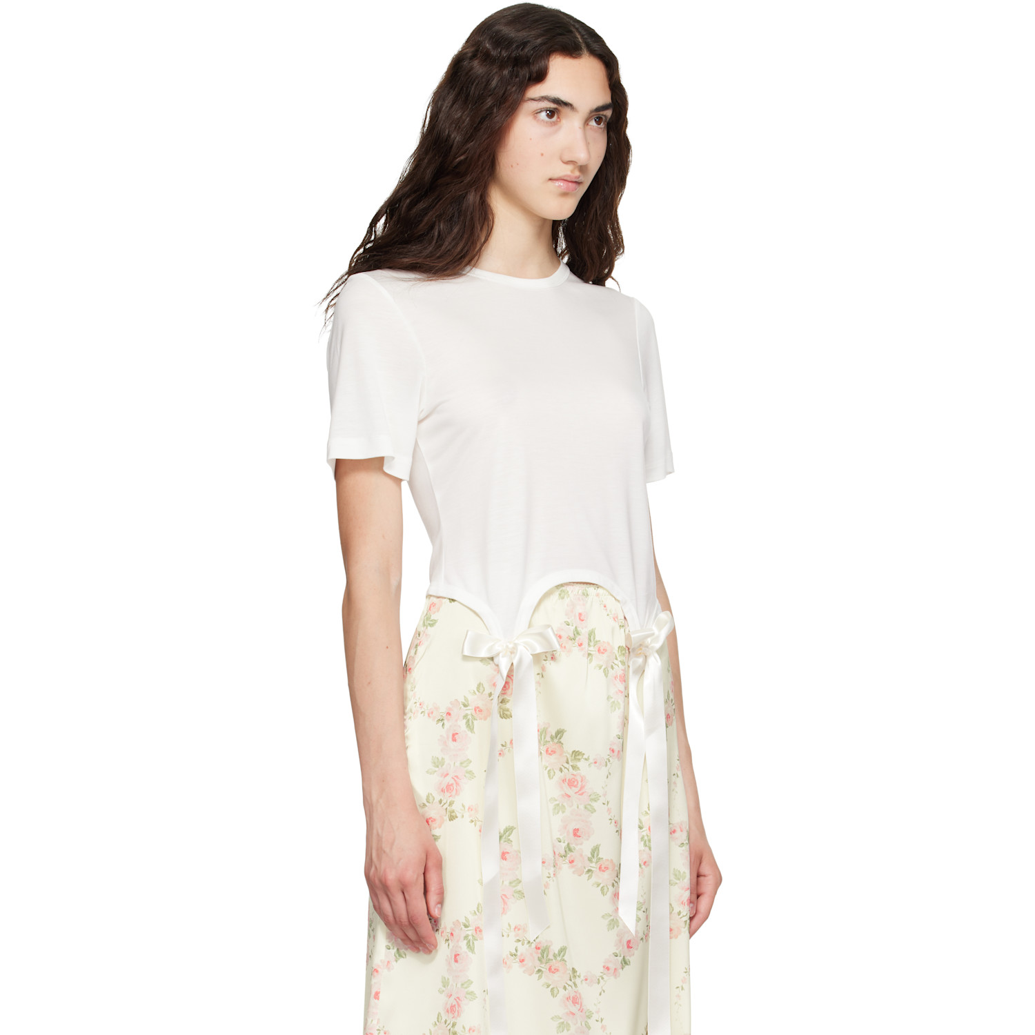 Simone Rocha - White Bow Tail Easy T-shirt
