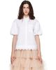 Simone Rocha Simone Rocha White Cropped Puff Sleeve Lace Trim Shirt - 1