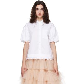 Simone Rocha Simone Rocha White Cropped Puff Sleeve Lace Trim Shirt