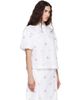 Simone Rocha Simone Rocha White Cropped Rosebud Puff Sleeve Lace Trim Shirt - 2