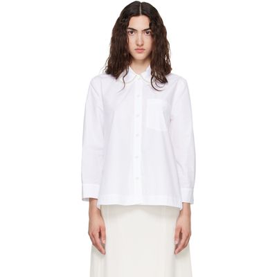 Simone Rocha Simone Rocha White Embellished Cropped Petal Collar Shirt