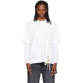 Simone Rocha Simone Rocha White Lace Up Hem Layered Long Sleeve T-shirt
