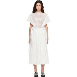 Simone Rocha Simone Rocha White Pleated Sheer Panel Flared Maxi Dress